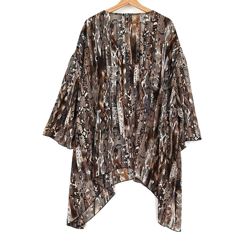 Catherines Womens Patchwork Animal Print Top 5X Asymmetrical Beaded Tunic Artsy - Picture 6 of 8